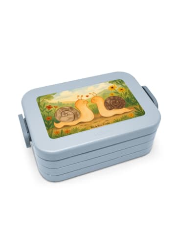 Mr. & Mrs. Panda Bentobox Schnecken Liebe Design ohne Spruch in Blau Pastell