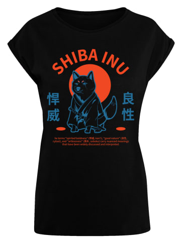 F4NT4STIC Extended Shoulder T-Shirt Japanischer Shiba Inu Hund in schwarz