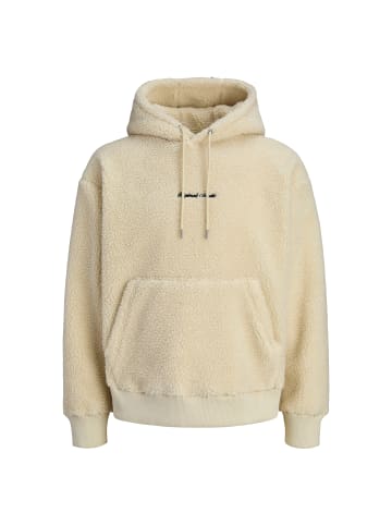 Jack and Jones Jornorrebro EMB Teddy Sweat Hood in Creme