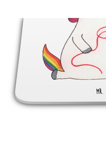 Mr. & Mrs. Panda Untersetzer für Gläser Einhorn Näherin ohne Spruch in Weiß