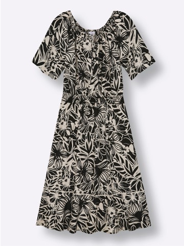 sheego Maxikleid in schwarz-sand-bedruckt