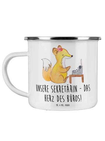 Mr. & Mrs. Panda Kaffeebecher Sekretärin Herz mit Spruch in Weiß