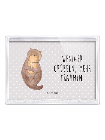 Mr. & Mrs. Panda Bilderrahmen Otter Muschel mit Spruch in Grau Pastell