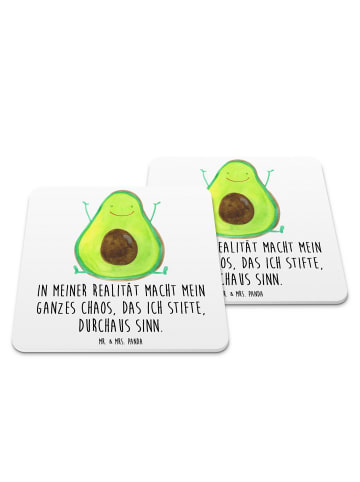 Mr. & Mrs. Panda Bierdeckel Avocado Glücklich mit Spruch in Weiß