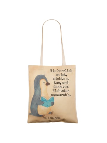 Mr. & Mrs. Panda Tasche Pinguin Buch Design mit Spruch in Weiß