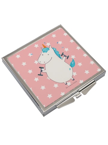 Mr. & Mrs. Panda Kosmetikspiegel Einhorn Fitness ohne Spruch in Rot Pastell