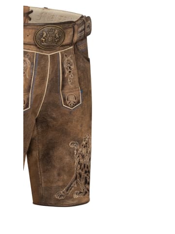Nübler Lederhose kurz Bavarian in Braun