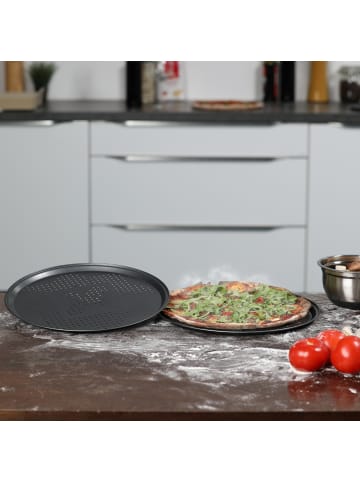 relaxdays 6 x Pizzablech in Anthrazit - Ø 29 cm