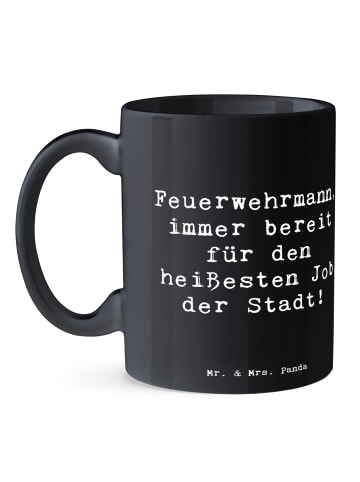 Mr. & Mrs. Panda haferl Spruch Feuerwehrmann Held mit Spruch in Schwarz