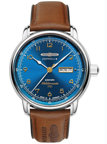 Zeppelin Herrenuhr Automatik 100 Jahre Méditerranée Braun/Blau