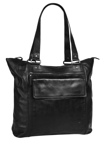 SPIKES & SPARROW Shopper echt Leder in schwarz