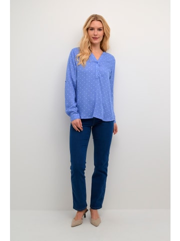 Kaffe Langarm-Bluse KAjoyce Regular fit in Ultramarine / Chalk Dot