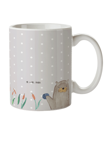 Mr. & Mrs. Panda Kindertasse Otter Stein ohne Spruch in Grau Pastell