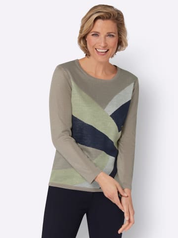 Sieh an! Jacquard-Pullover in sesam-pistazie-gemustert