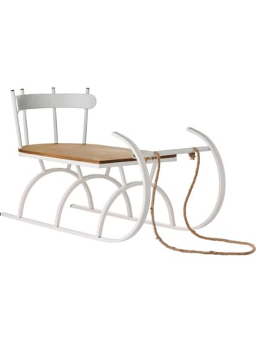 IB Laursen DEKO SCHLITTEN Weiß mit Holz Sitz 78 cm