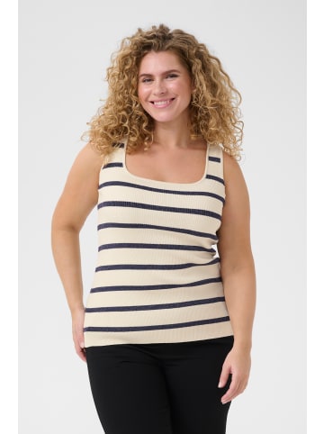 KAFFE curve Strickpullover KCmorina Tight fit in Silver white/ Blue stripe