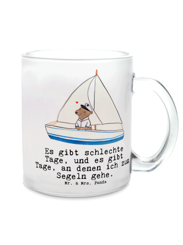 Mr. & Mrs. Panda Glas Bär Segeln mit Spruch in Transparent