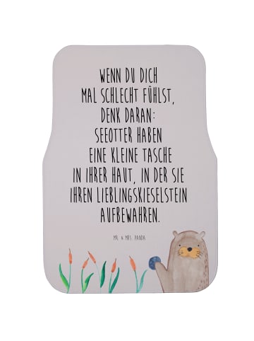 Mr. & Mrs. Panda Auto Fußmatte Otter Stein mit Spruch in Grau Pastell