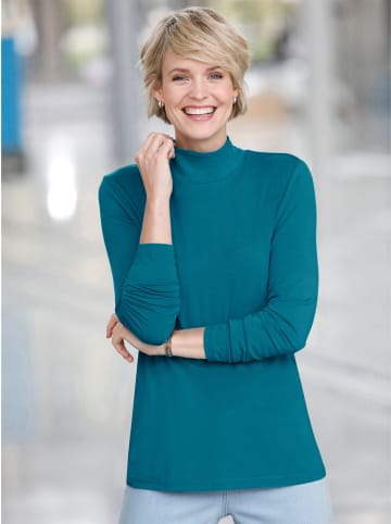 Sieh an! Stehkragenshirt in aquapetrol