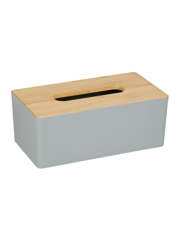 relaxdays Tücherbox in Grau/ Natur - (B)26 x (H)10 x (T)14 cm