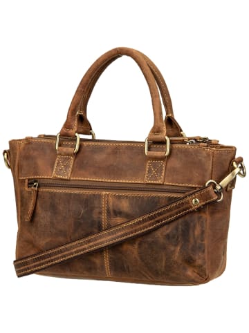 Greenburry Handtasche Vintage Umhängetasche 3Zips in Sattelbraun