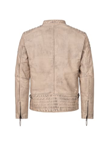 PAULGOS Lederjacke Übergangsjacke Biker Look Echtleder D2 in Beige