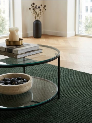 KADIMA DESIGN Couchtisch 80x80x45 cm Glas / Metall Wohnzimmertisch Rund Modern,