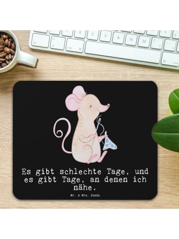 Mr. & Mrs. Panda mousematte Maus Nähen mit Spruch in Schwarz