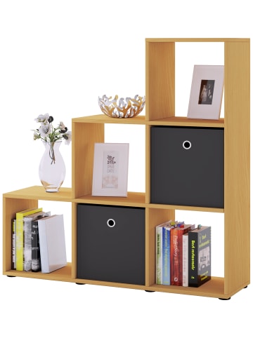 VCM Holz Stand Treppenregal Regal 6 Fächer Nitas in Buche