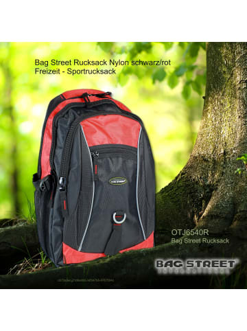 Bag Street Sportrucksack, Freizeitrucksack Nylon schwarz/rot ca. 31cm breit ca. 45cm hoch