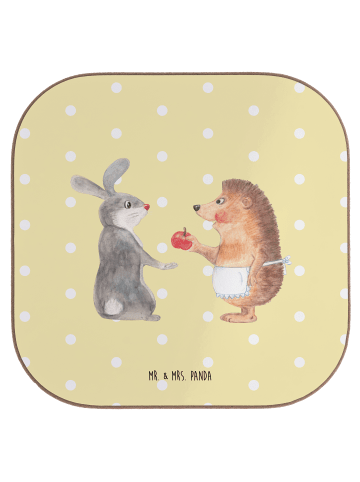 Mr. & Mrs. Panda Getränkeuntersetzer Hase Igel ohne Spruch in Gelb Pastell