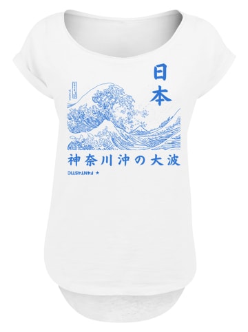 F4NT4STIC Long Cut T-Shirt Kanagawa Welle Japan Color in weiß