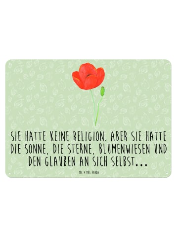 Mr. & Mrs. Panda tafel Blume Mohnblume mit Spruch in Blattgrün