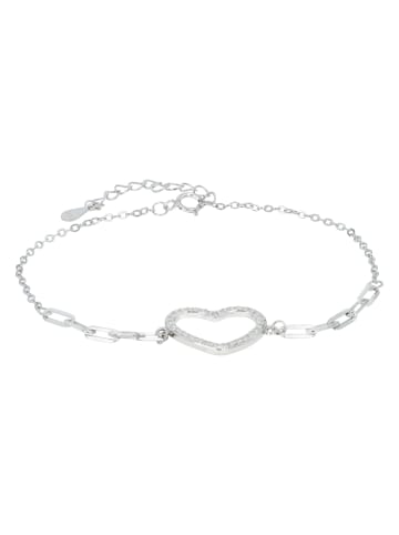 Adeliás Damen Armband – Herz aus 925 Silber mit Zirkonia 17+3 cm in silber
