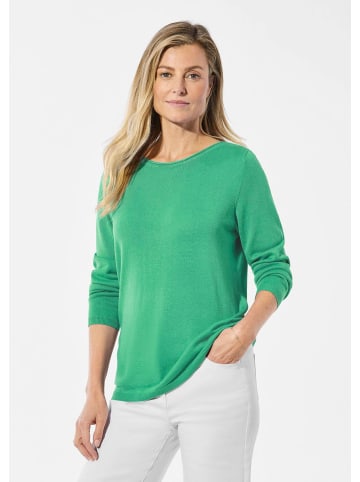 GOLDNER Pullover mit U-Boot-Ausschnitt aus Baumwoll-Viskose-Mix in jadegrün