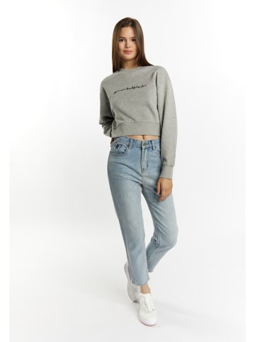 myMo Sweatshirt Cropped in Grau Melange