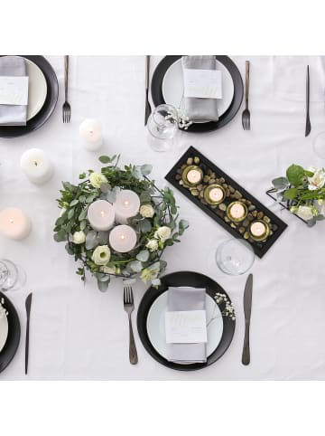 relaxdays Teelichthalter Set in Schwarz/ Gold - (B)33 x (H)7,5 x (T)11,5 cm