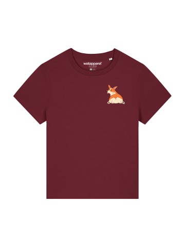 wat? Apparel T-Shirt Corgi in Weinrot