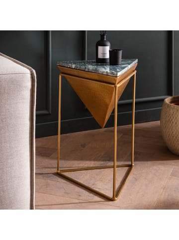 FineBuy Beistelltisch in Gold / Marmor / 37x37x53