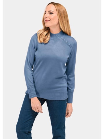 GOLDNER Pullover Pflegeleichter Pullover mit Stehbundkragen in blau