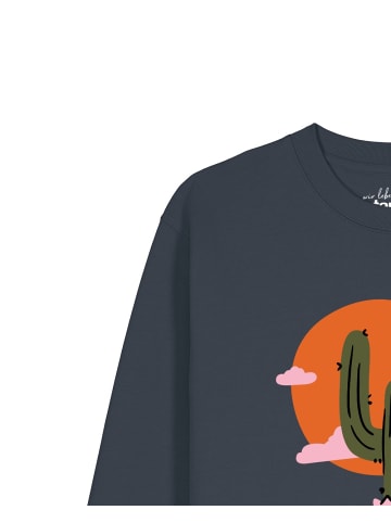 wat? Apparel Sweatshirt Kaktus im Sonnenuntergang in India Ink Grey
