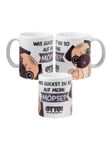 United Labels Bastian Bielendorfer Tasse - Mops Otto! Möpse? Kaffeetasse 320 ml in weiß