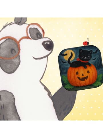 Mr. & Mrs. Panda Holzuntersetzer Schwarze Katze Design ohne Spruch in Weiß