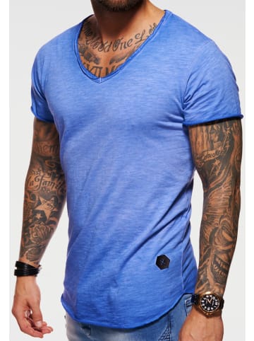 behype T-Shirt - MSVALENCIA in Blau-Washed