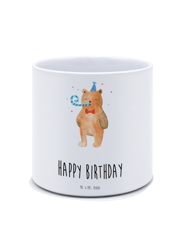 Mr. & Mrs. Panda Pflanzkübel Bär Geburtstag mit Spruch in Weiß