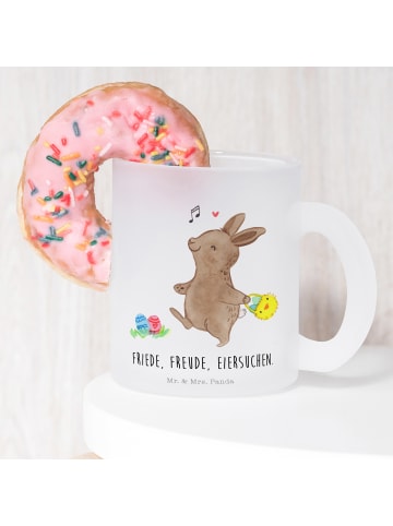 Mr. & Mrs. Panda Teetasse Glas Hasen Eier suchen mit Spruch in Transparent