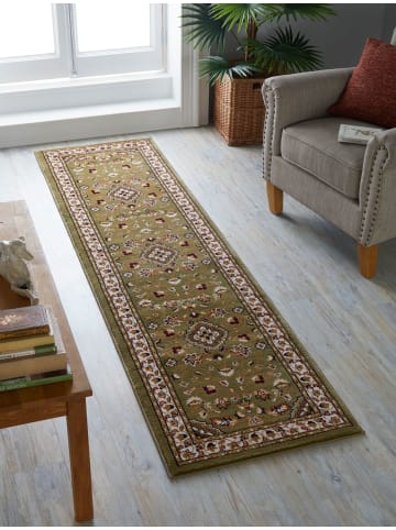 KADIMA DESIGN Orientteppich Bordüre floral klassischer Wohnzimmer-Teppich in Grün
