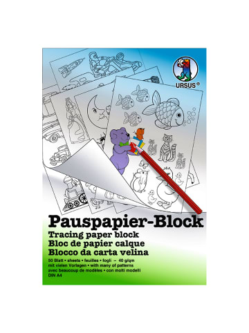 URSUS Pauspapier-Block +5Vorlagen, DIN A4, 50 Blatt - ab 3 Jahren