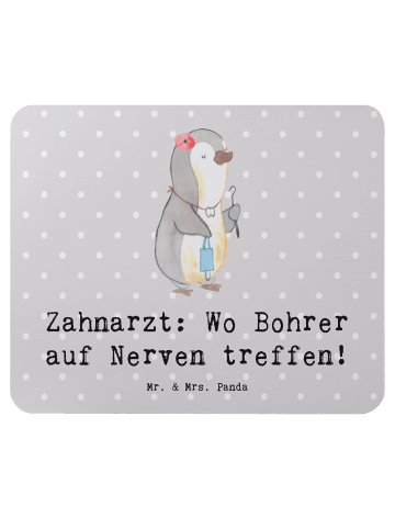Mr. & Mrs. Panda Mousepad Zahnarzt Nerven mit Spruch in Grau Pastell