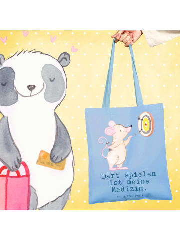 Mr. & Mrs. Panda Tote Bag Maus Dart spielen mit Spruch in Sky Blue